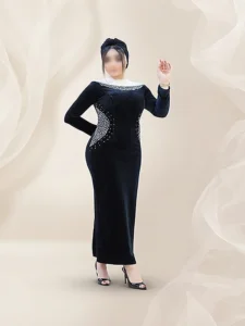 پیراهن مخمل بغل سنگدوزی1